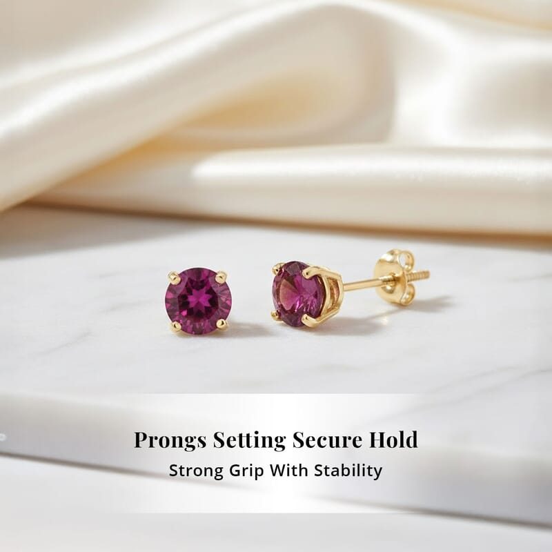 AAA Radiant Ember Garnet 1.20 ctw Screw Post Earrings in 14K Yellow Gold