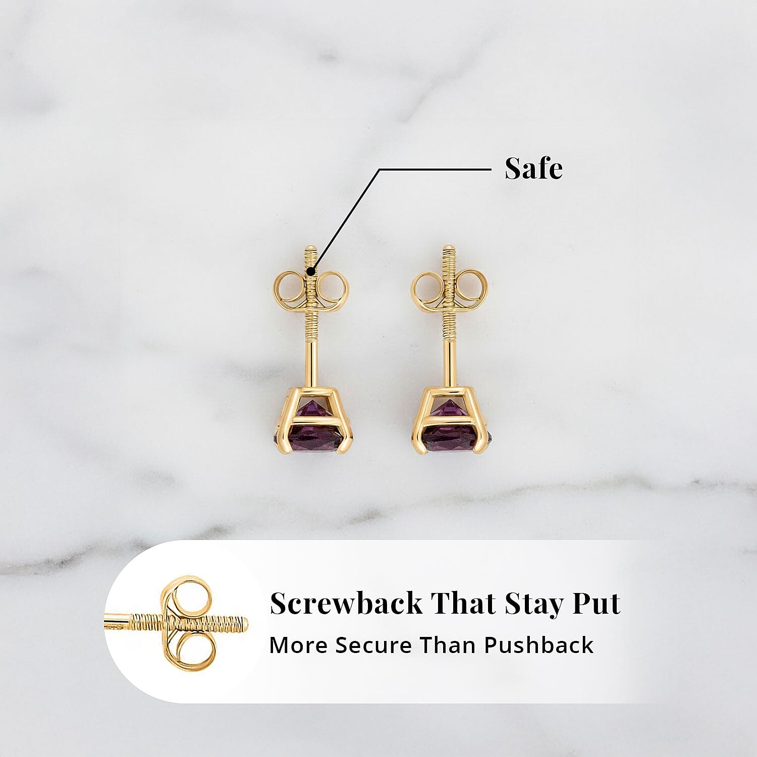 AAA Radiant Ember Garnet 1.20 ctw Screw Post Earrings in 14K Yellow Gold