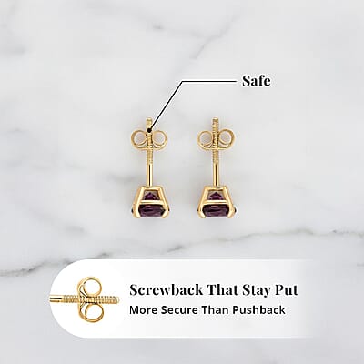 AAA Radiant Ember Garnet 1.20 ctw Screw Post Earrings in 14K Yellow Gold