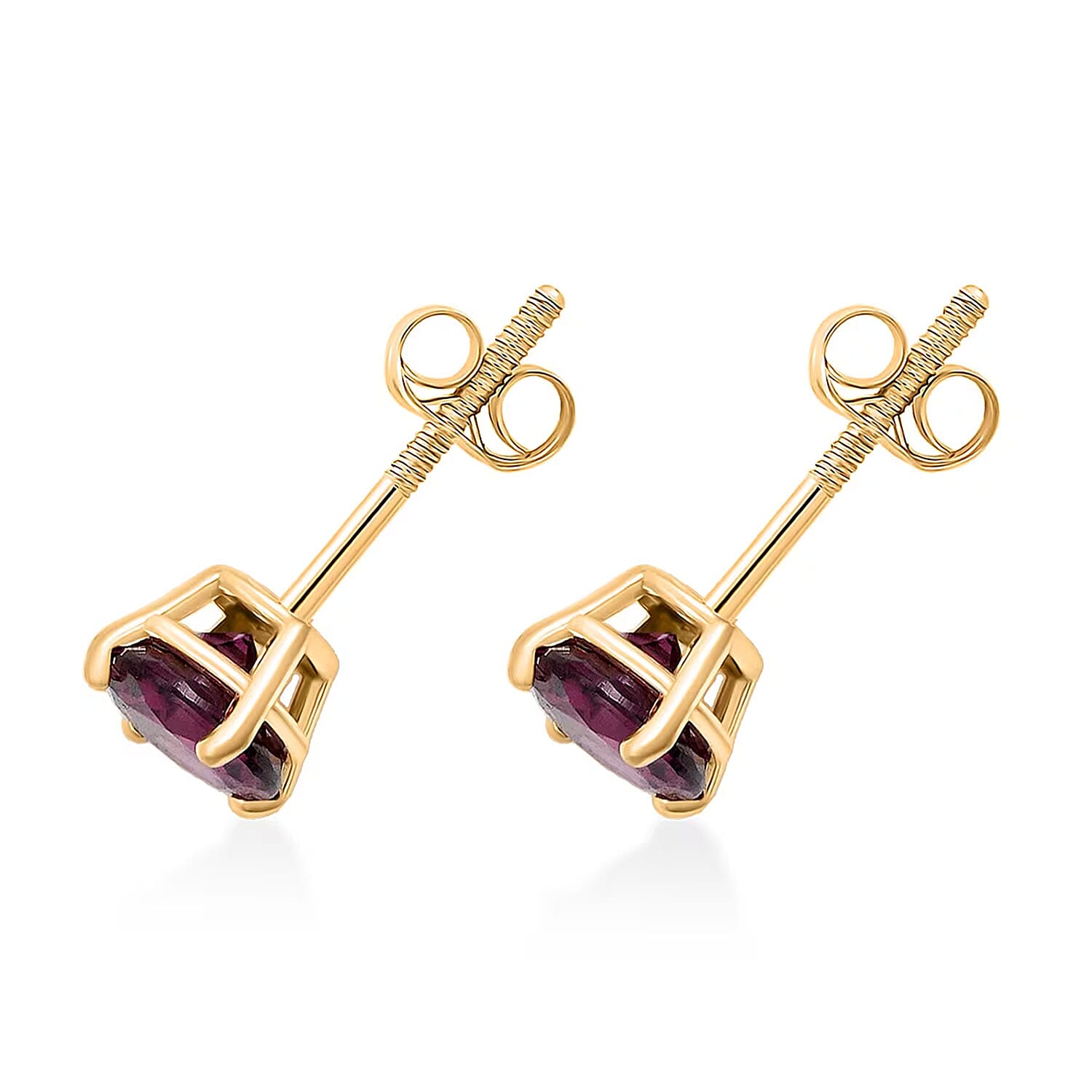 AAA Radiant Ember Garnet 1.20 ctw Screw Post Earrings in 14K Yellow Gold