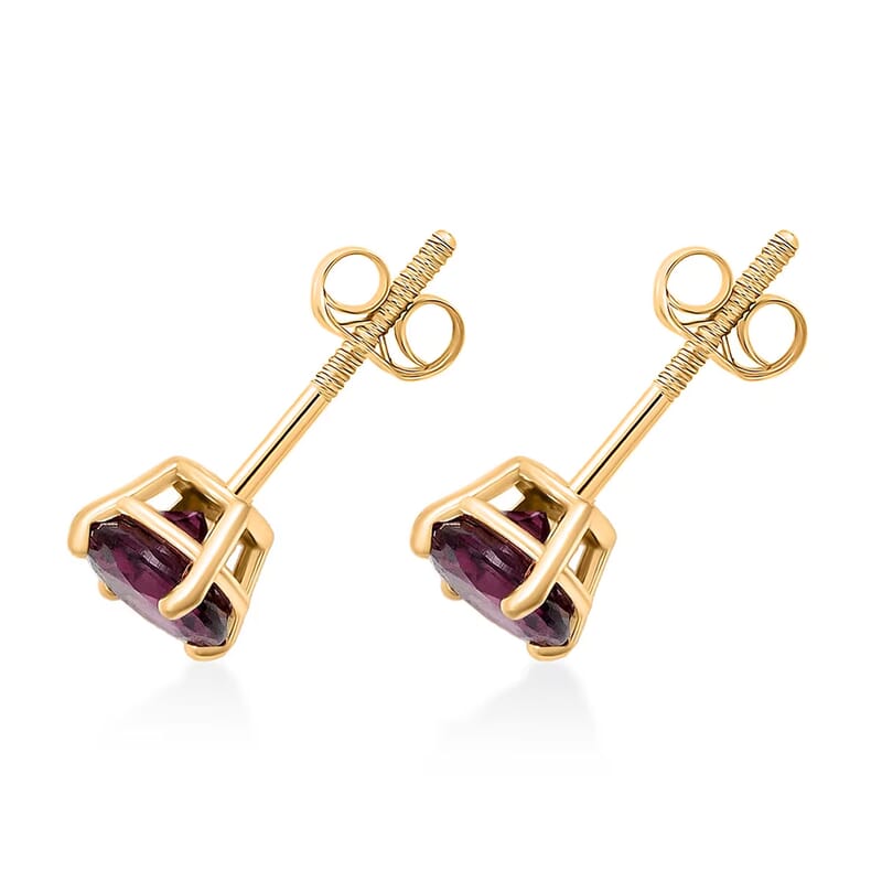 AAA Radiant Ember Garnet 1.20 ctw Screw Post Earrings in 14K Yellow Gold