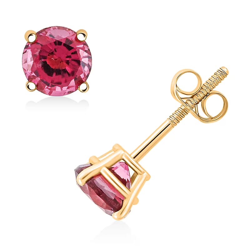 Certified & Appraised AAA Ouro Fino Rubellite 1.00 ctw Screw Post Earrings in 14K Yellow Gold