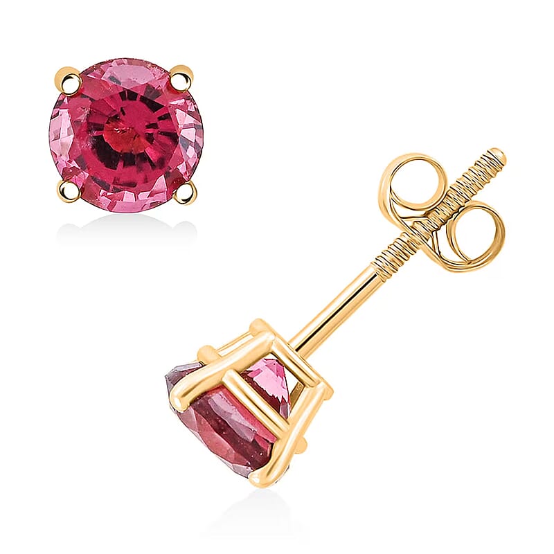 Certified & Appraised AAA Ouro Fino Rubellite 1.00 ctw Screw Post Earrings in 14K Yellow Gold