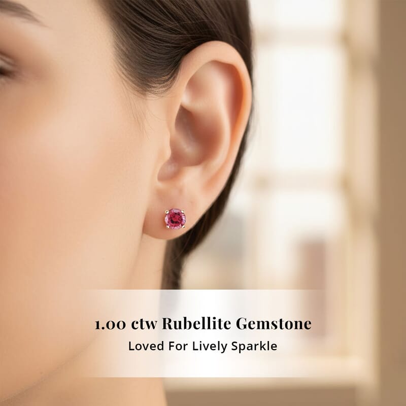 Certified & Appraised AAA Ouro Fino Rubellite 1.00 ctw Screw Post Earrings in 14K Yellow Gold