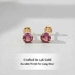 Doorbuster AAA Ouro Fino Rubellite 1.00 ctw Screw Post Earrings in 14K Yellow Gold 