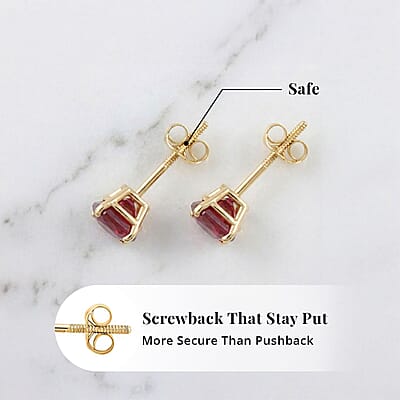Certified & Appraised AAA Ouro Fino Rubellite 1.00 ctw Screw Post Earrings in 14K Yellow Gold