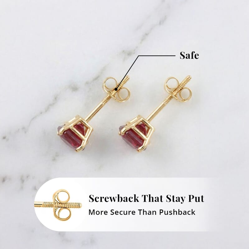 Certified & Appraised AAA Ouro Fino Rubellite 1.00 ctw Screw Post Earrings in 14K Yellow Gold