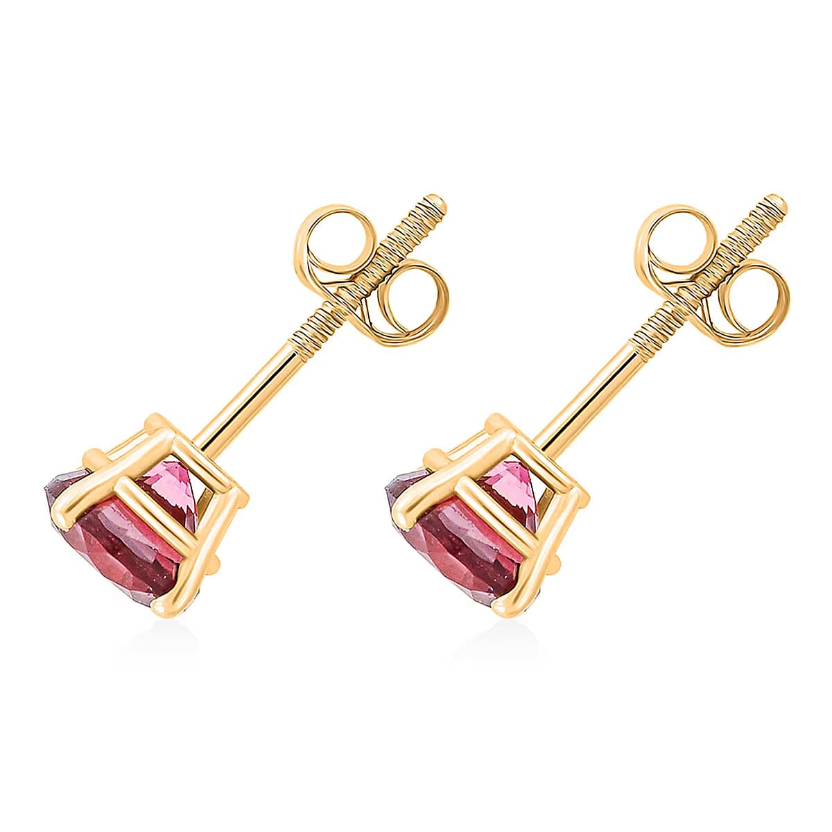  AAA Ouro Fino Rubellite 1.00 ctw Screw Post Earrings in 14K Yellow Gold  image number 6