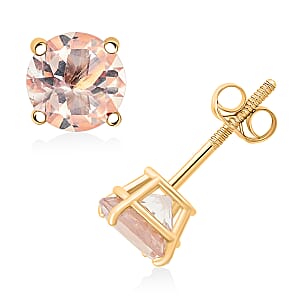 Doorbuster AAA Marropino Morganite 1.50 ctw Screw Post Earrings in 14K Yellow Gold 