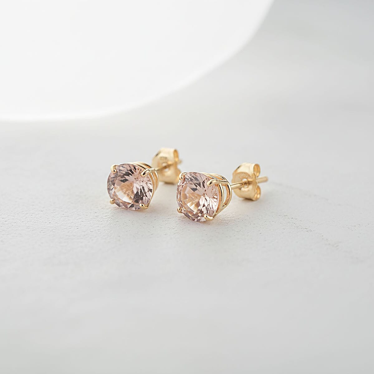 Doorbuster AAA Marropino Morganite 1.50 ctw Screw Post Earrings in 14K Yellow Gold  image number 1