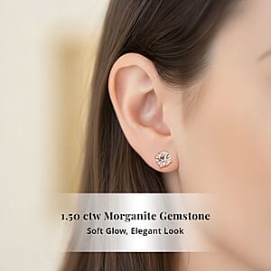 Doorbuster AAA Marropino Morganite 1.50 ctw Screw Post Earrings in 14K Yellow Gold 