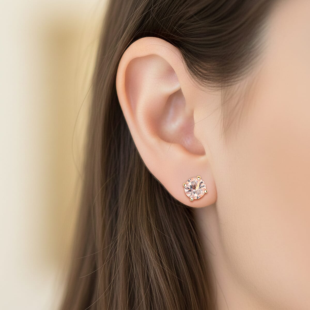 Doorbuster AAA Marropino Morganite 1.50 ctw Screw Post Earrings in 14K Yellow Gold  image number 2