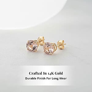 Doorbuster AAA Marropino Morganite 1.50 ctw Screw Post Earrings in 14K Yellow Gold 