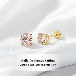 Doorbuster AAA Marropino Morganite 1.50 ctw Screw Post Earrings in 14K Yellow Gold 