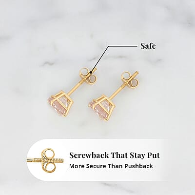 AAA Marropino Morganite 1.50 ctw Screw Post Earrings in 14K Yellow Gold