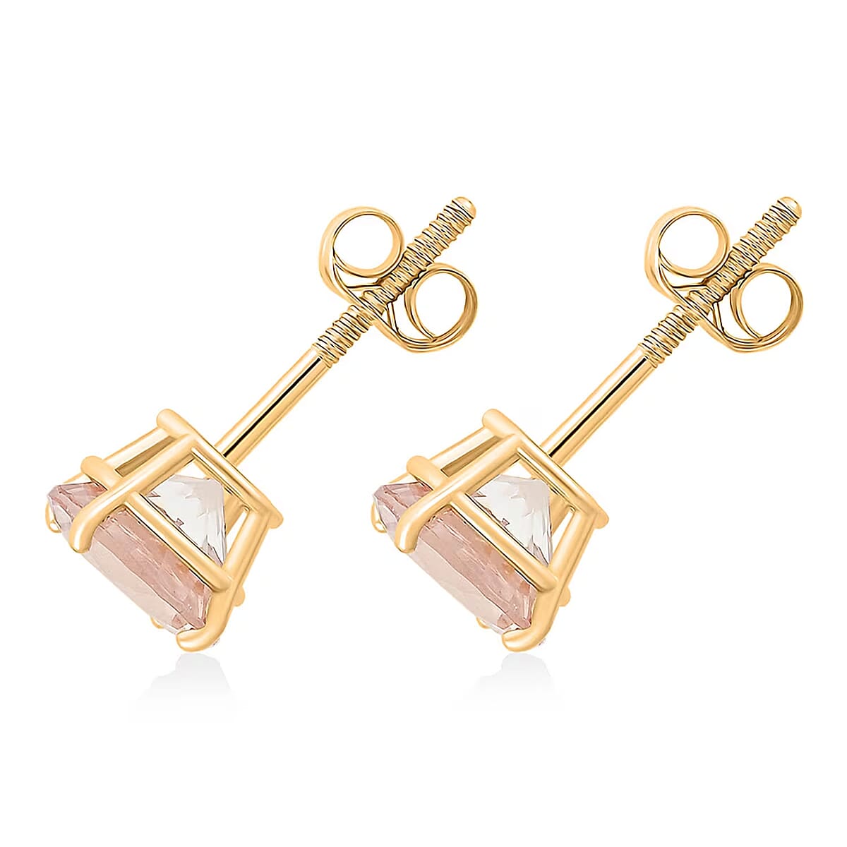 Doorbuster AAA Marropino Morganite 1.50 ctw Screw Post Earrings in 14K Yellow Gold  image number 6