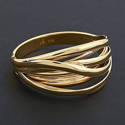 Calvin Klein Closeout Crisp Bangle Bracelet in ION Plated YG Stainless Steel (5.50 In)