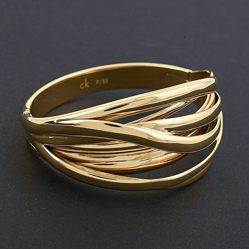 Calvin Klein Closeout Crisp Bangle Bracelet in ION Plated YG Stainless Steel (5.50 In)