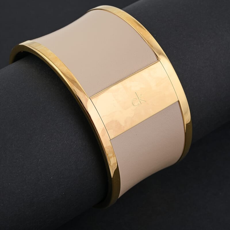 Calvin Klein Closeout Spellbound ION Plated YG Stainless Steel Bangle Bracelet (7.00 In)