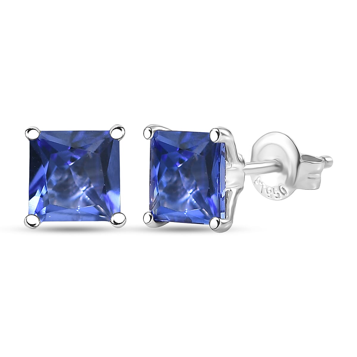 AAAA Tanzanite Solitaire Stud Earrings in 950 Platinum 2.60 ctw