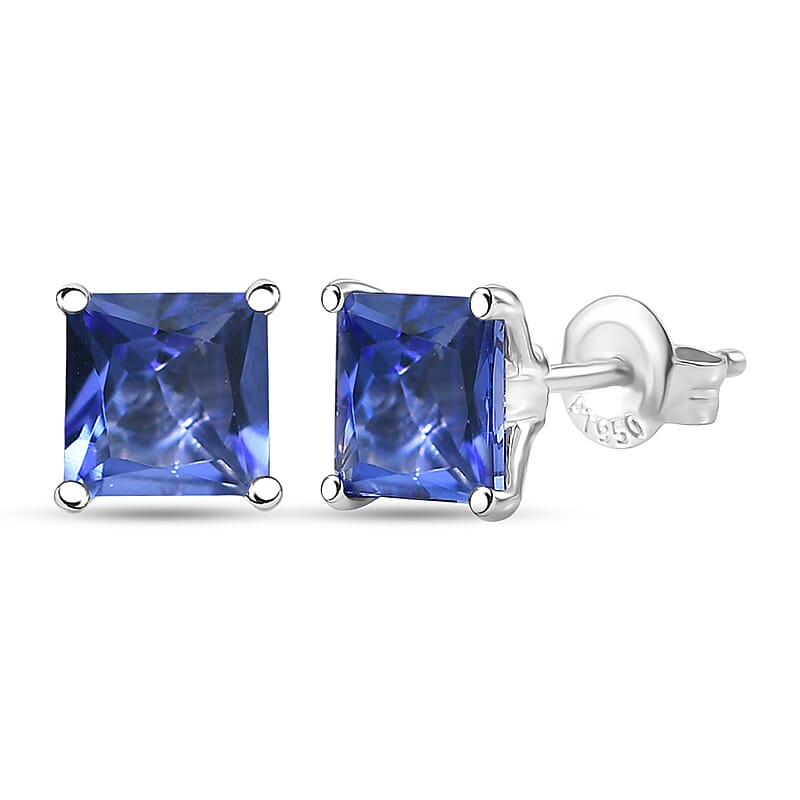 Rhapsody AAAA Tanzanite Solitaire Stud Earrings in 950 Platinum 2.60 ctw