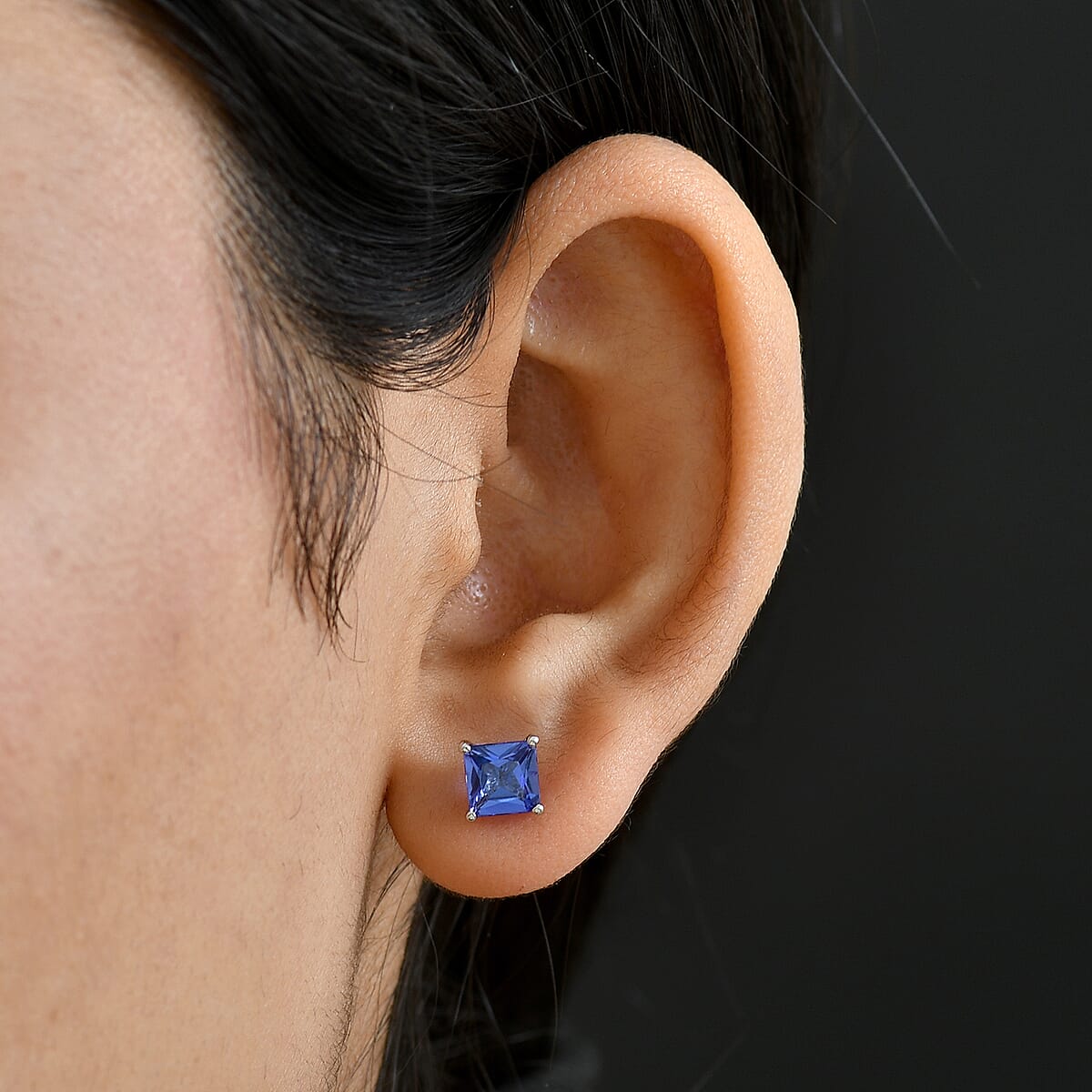 AAAA Tanzanite 2.60 ctw Solitaire Stud Earrings in 950 Platinum image number 2
