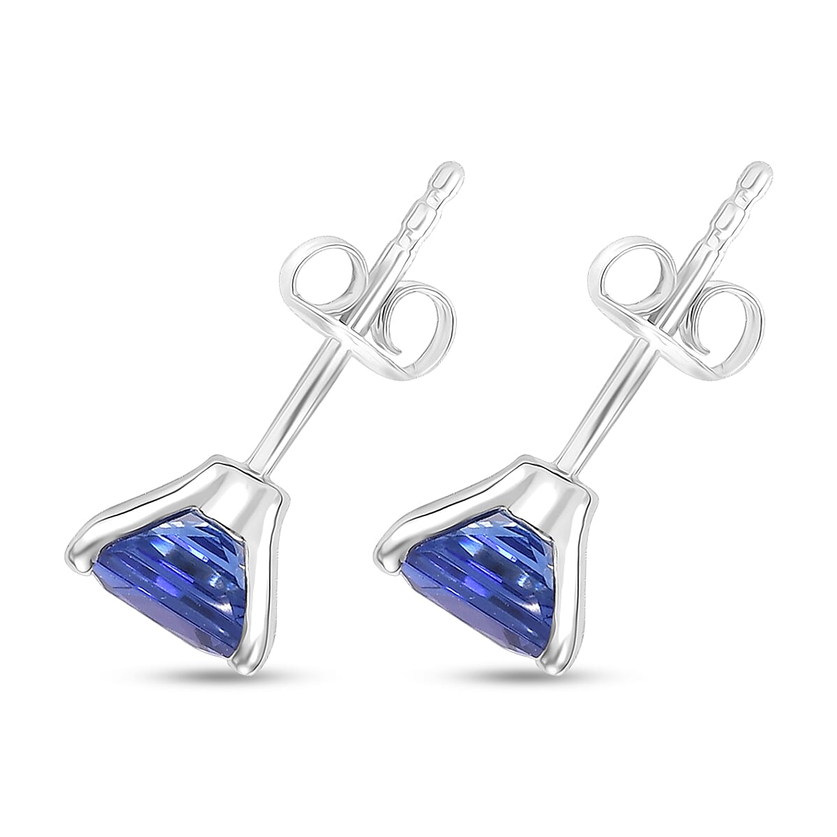 AAAA Tanzanite 2.60 ctw Solitaire Stud Earrings in 950 Platinum image number 3