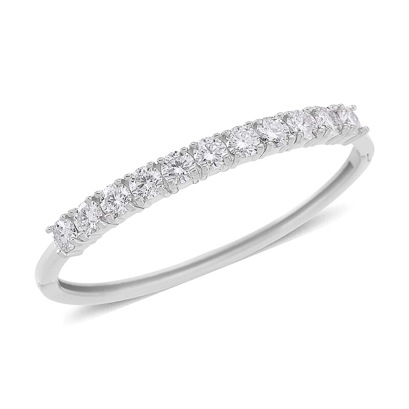 Moissanite 8.80 ctw Bangle Bracelet in Stainless Steel (7 In)