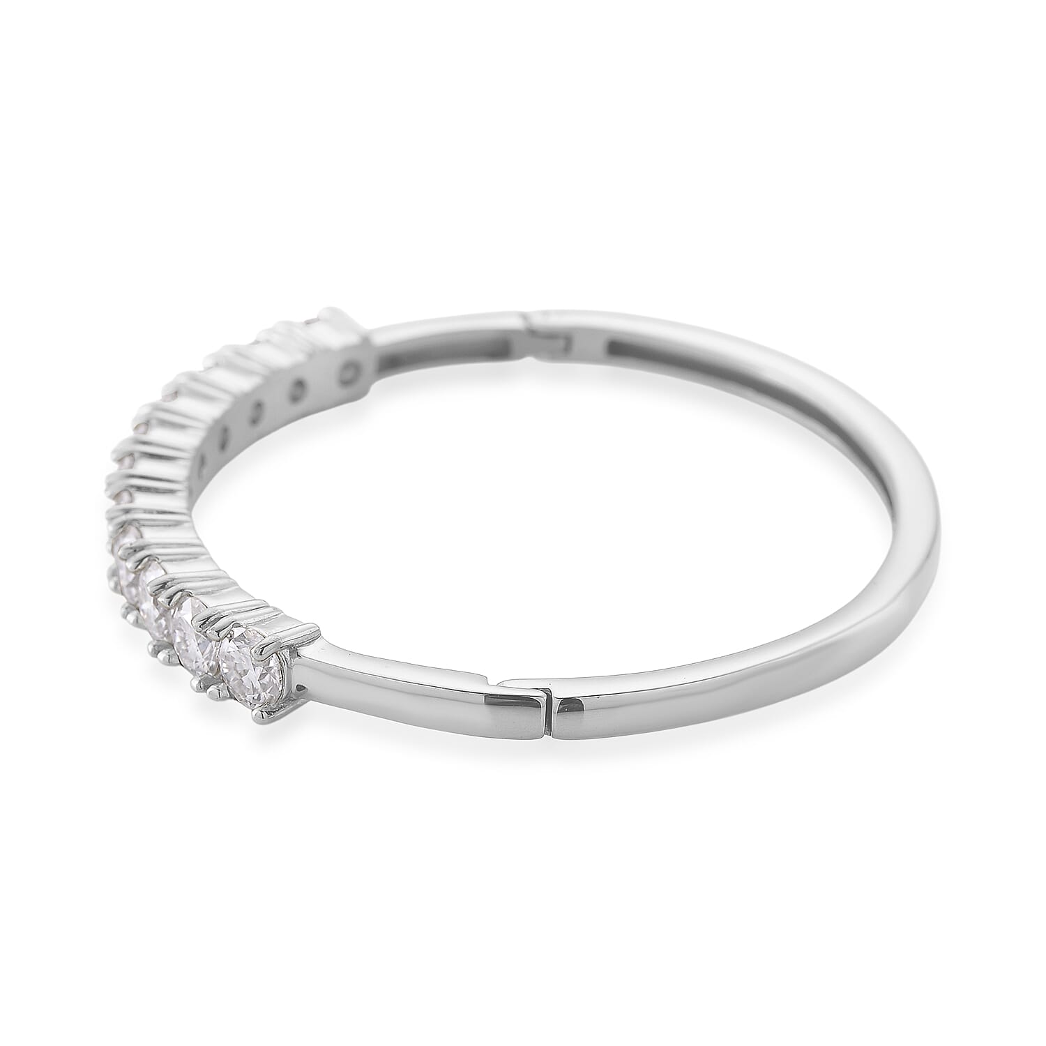 Moissanite 8.80 ctw Bangle Bracelet in Stainless Steel (7 In)