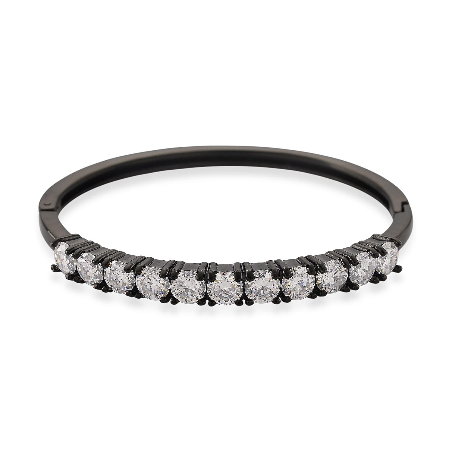 One Time Only Cuff Bangle Bracelet in ION Plated Black Stainless Steel (7 In)