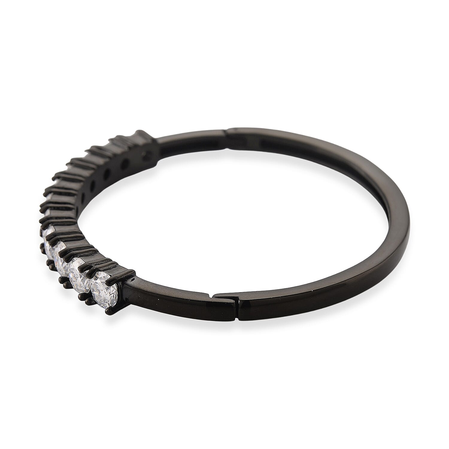 One Time Only Cuff Bangle Bracelet in ION Plated Black Stainless Steel (7 In)