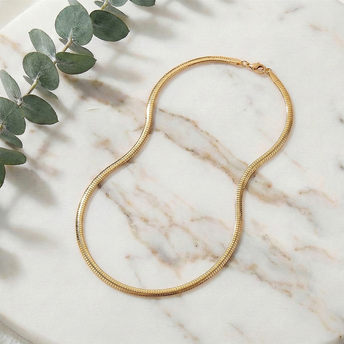 Omega Chain Necklace (17.5-19.5 Inches) in ION Plated YG Stainless Steel image number 1