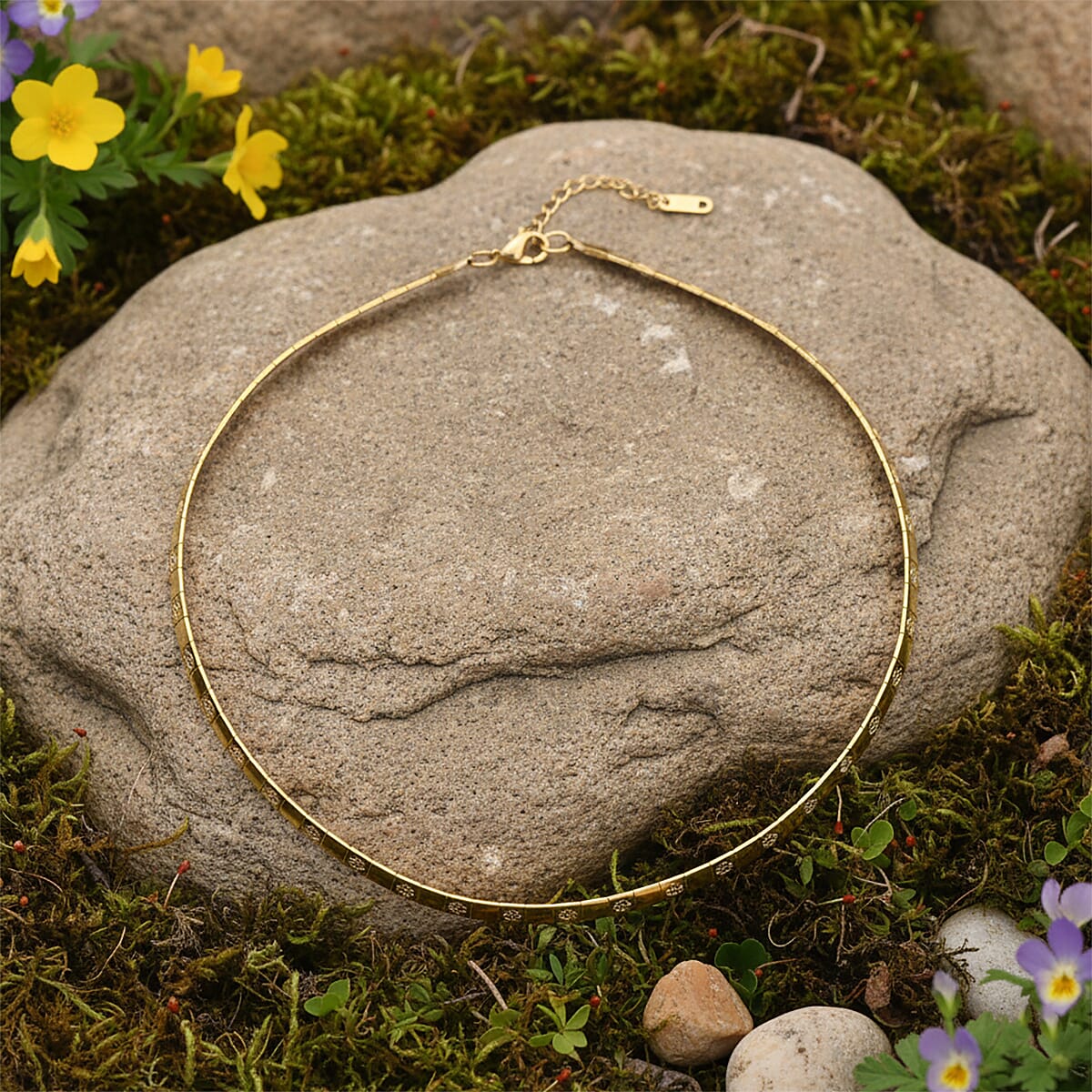 Omega Chain Necklace (17.5-19.5 Inches) in ION Plated YG Stainless Steel image number 1