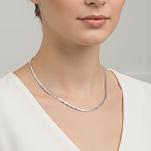Textured Omega Chain Necklace (17.5-19.5 Inches) in Stainless Steel