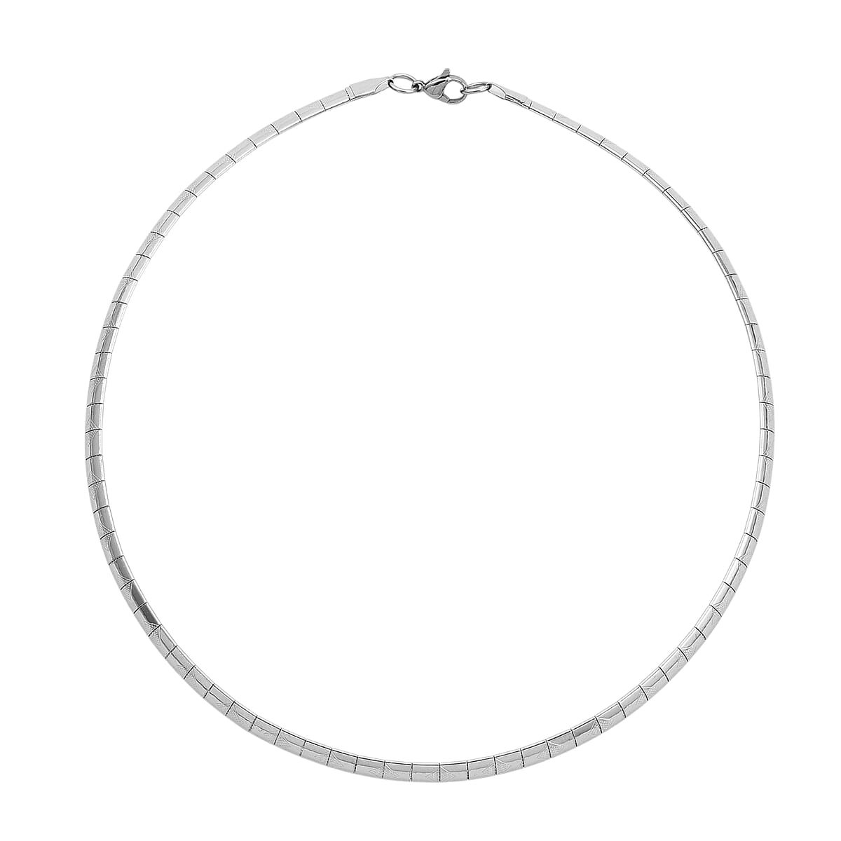 Textured Omega Chain Necklace (17.5-19.5 Inches) in Stainless Steel image number 3