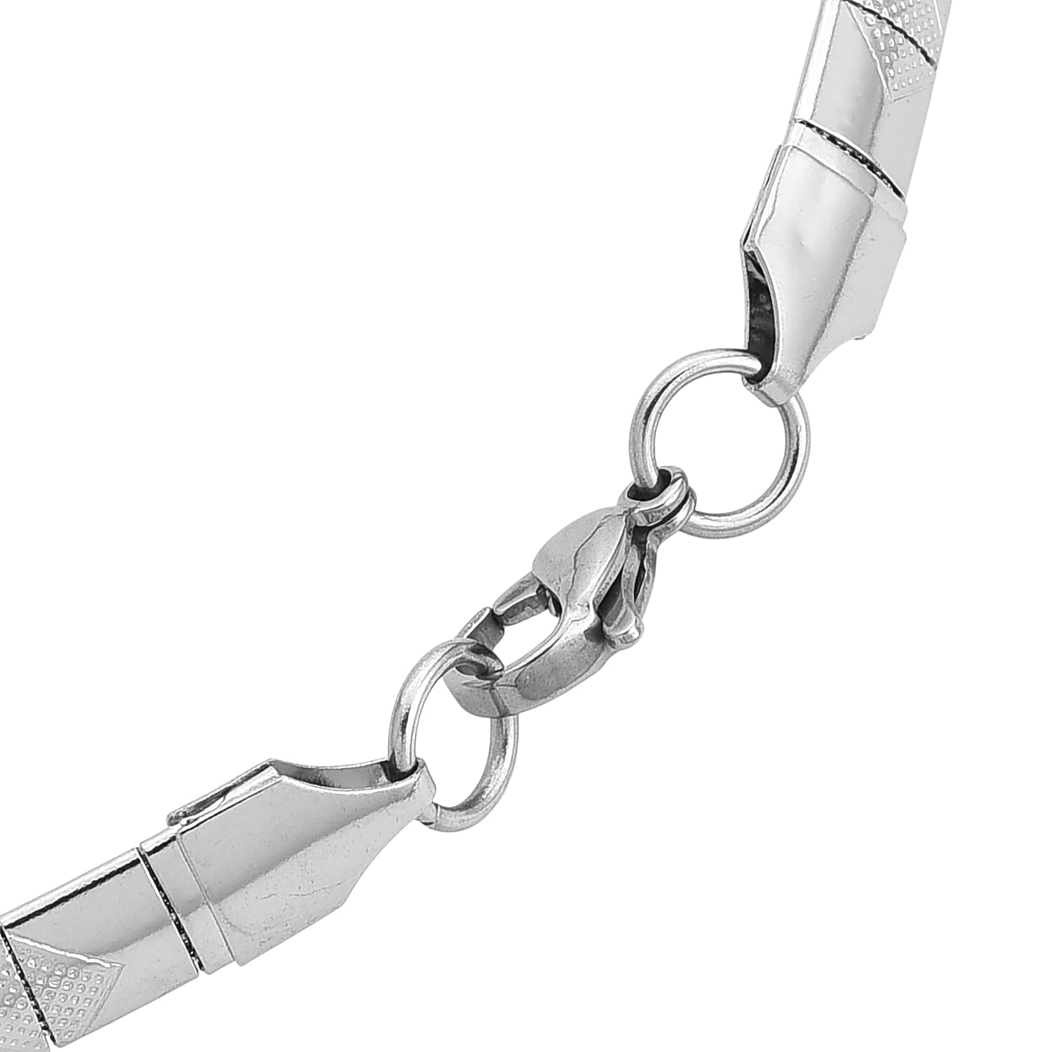 Textured Omega Chain Necklace (17.5-19.5 Inches) in Stainless Steel