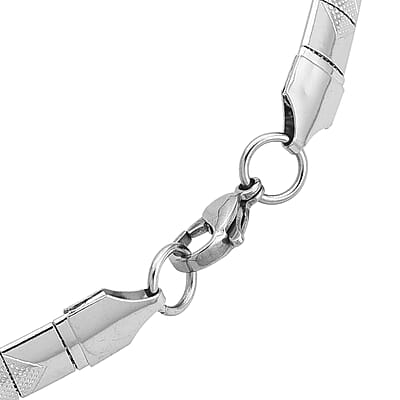 Textured Omega Chain Necklace (17.5-19.5 Inches) in Stainless Steel
