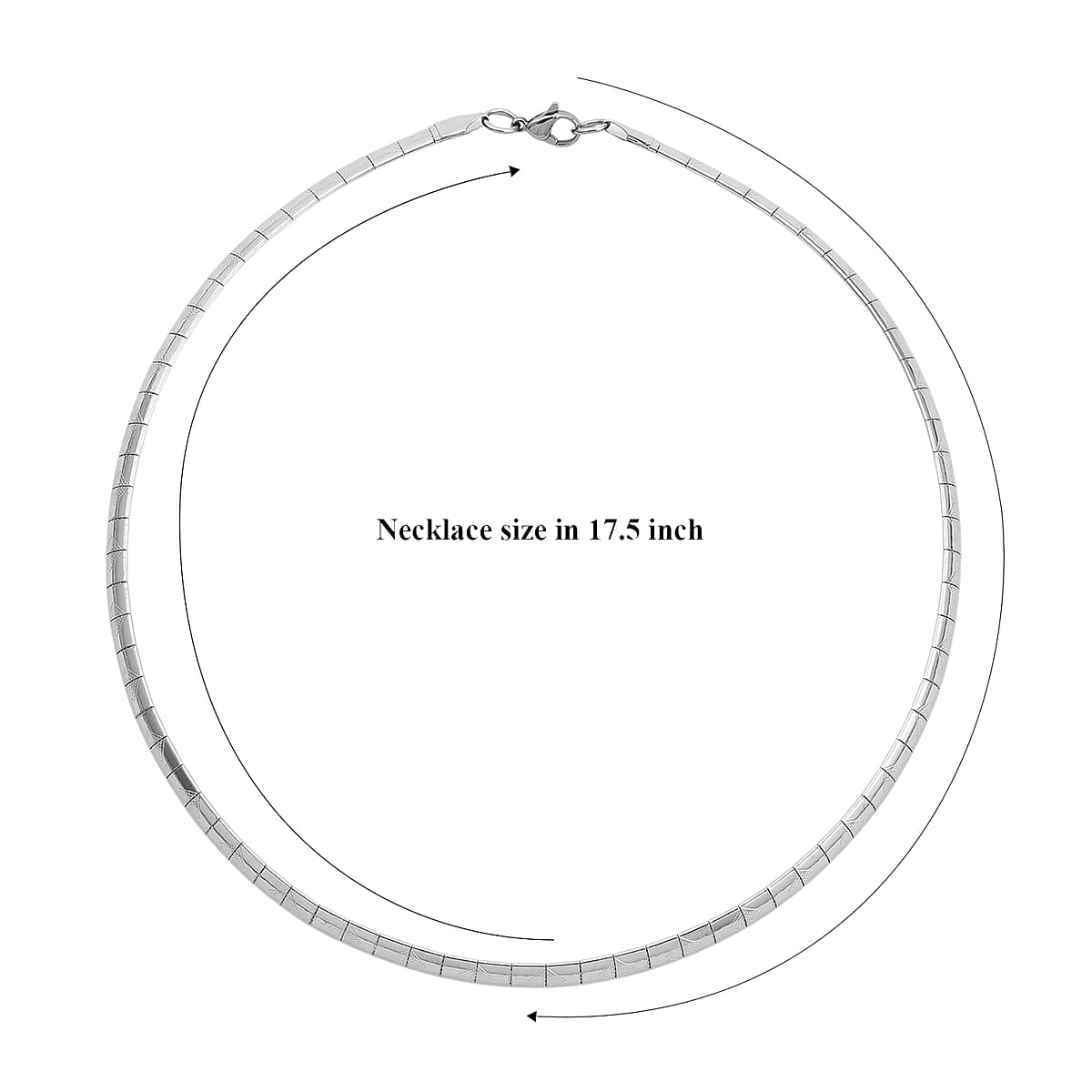 Textured Omega Chain Necklace (17.5-19.5 Inches) in Stainless Steel image number 6