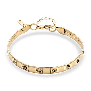 Floral Omega Chain Bracelet in ION Plated YG Stainless Steel (7.5-9.5In)