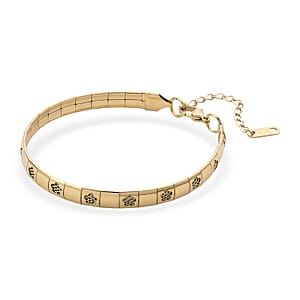 Floral Omega Chain Bracelet in ION Plated YG Stainless Steel (7.5-9.5In)