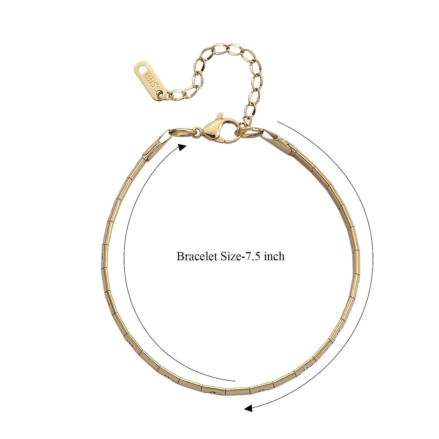 Floral Omega Chain Bracelet in ION Plated YG Stainless Steel (7.5-9.5In)