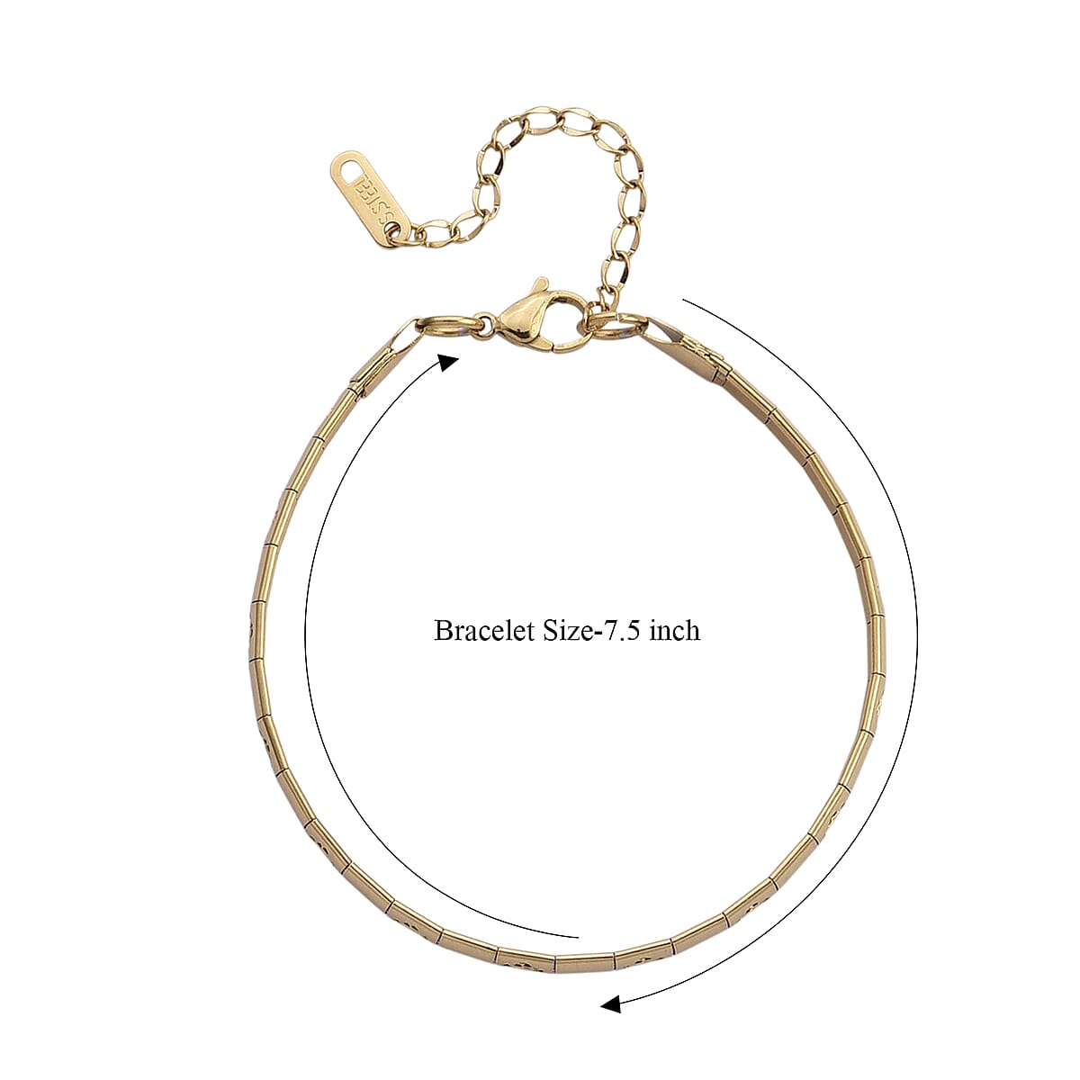 Floral Omega Chain Bracelet in ION Plated YG Stainless Steel (7.5-9.5In) image number 4