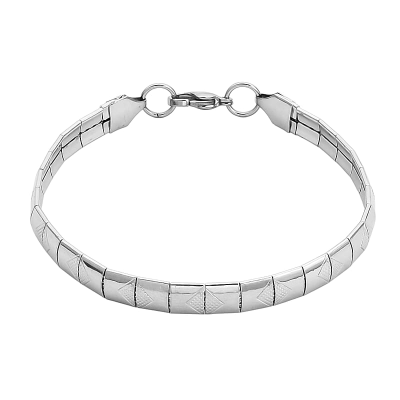 Textured Omega Chain Bracelet in Stainless Steel (7.5-9.5In)