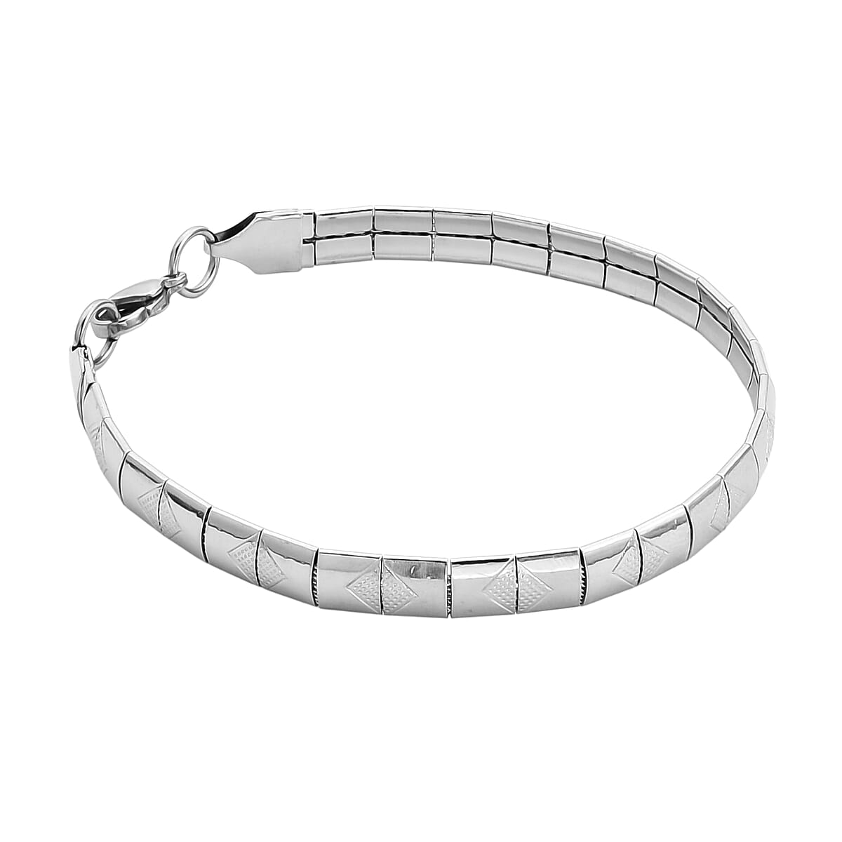 Textured Omega Chain Bracelet in Stainless Steel (7.5-9.5In) image number 3