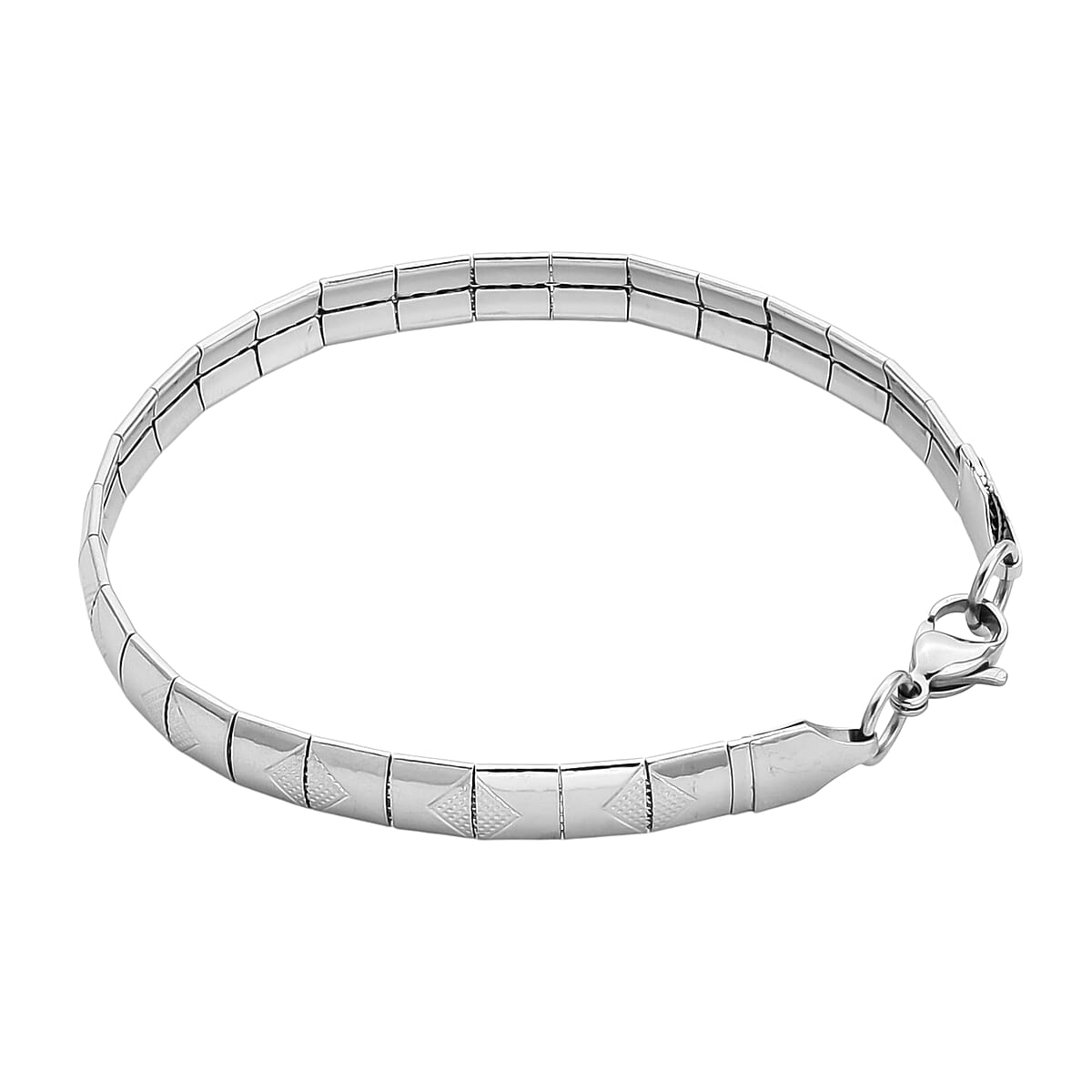 Textured Omega Chain Bracelet in Stainless Steel (7.5-9.5In) image number 4