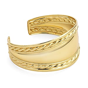 Wide Cuff Bracelet in ION Plated YG Stainless Steel (7.50 In)