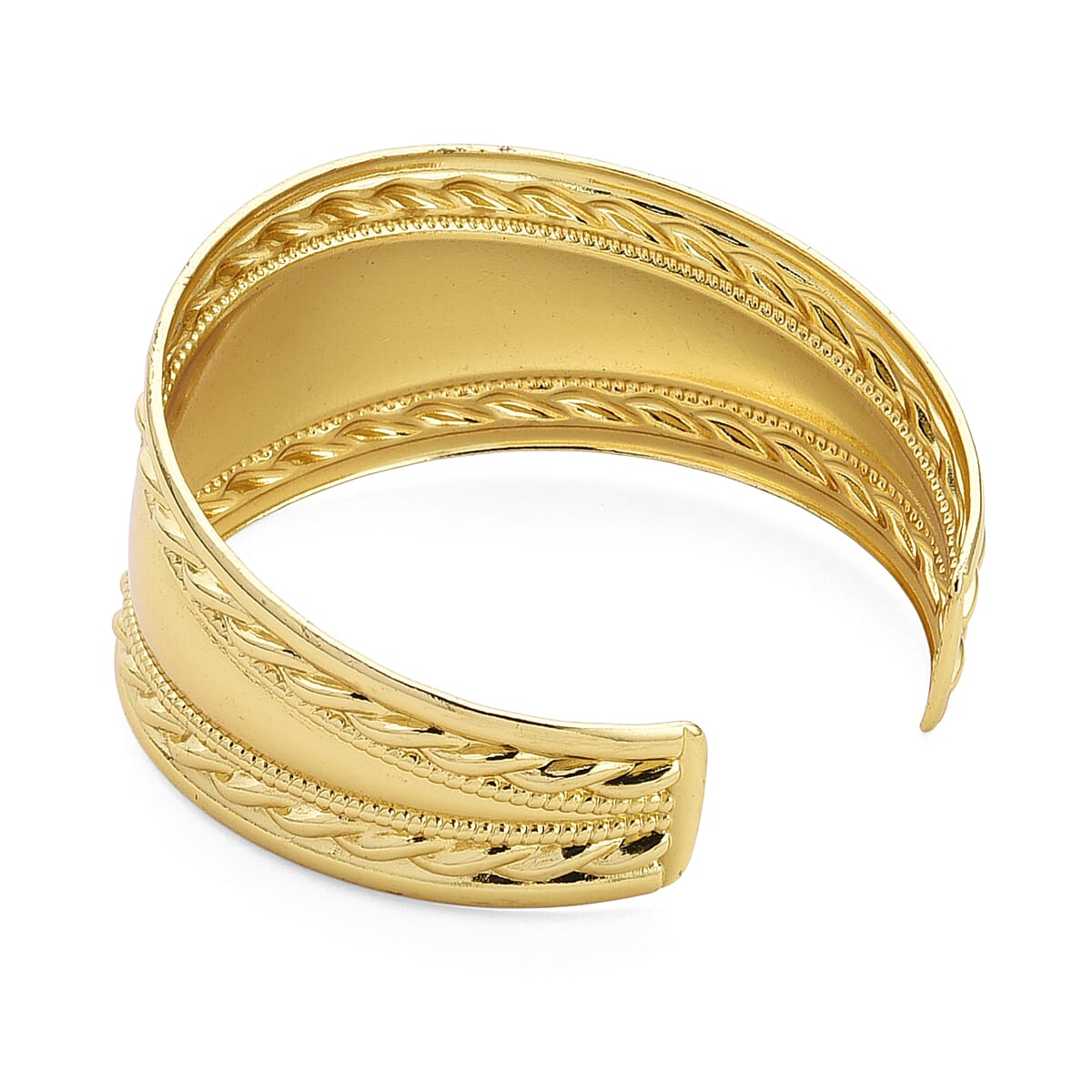 Wide Cuff Bracelet in ION Plated YG Stainless Steel (7.50 In) image number 4