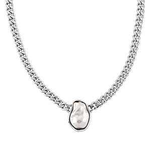 White Shell Pearl Necklace in Stainless Steel 20-22 Inches 