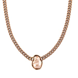 Peach Shell Pearl Necklace in ION Plated RG Stainless Steel 20-22 Inches 