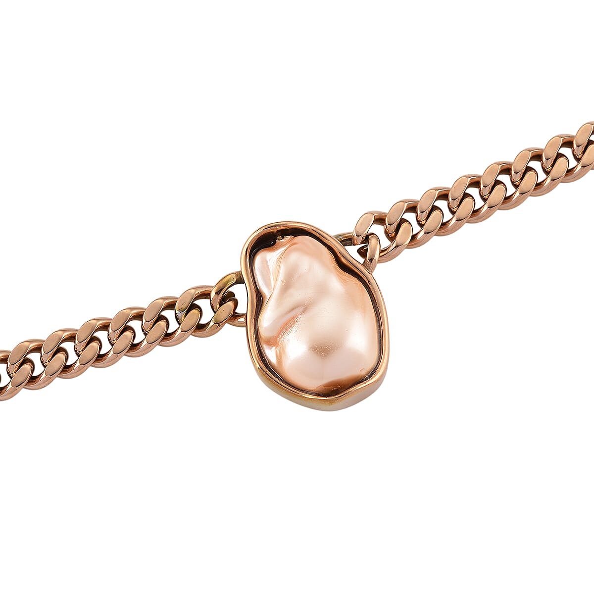 Peach Shell Pearl Necklace in ION Plated RG Stainless Steel 20-22 Inches  image number 4